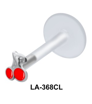 Red Cherry Stone Labrets Push-in LA-368CL